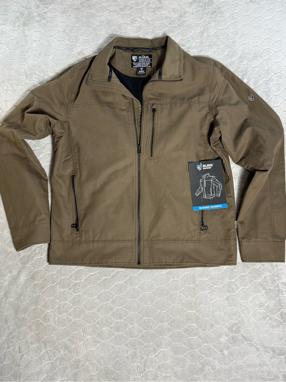 Kuhl Burr Jacket Mens Large NWT Brown Canteen Fleece Lined Hiking Travel